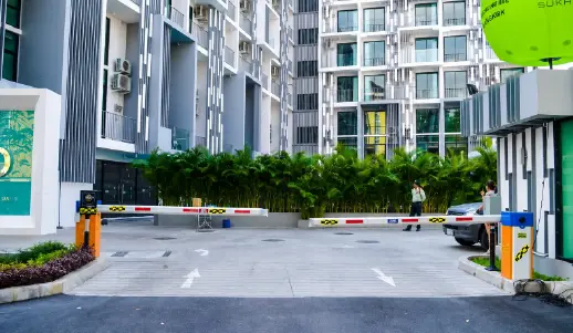 ผังการวางป้อมยามและระบบไม้กั้นในลานจอดรถคอนโด