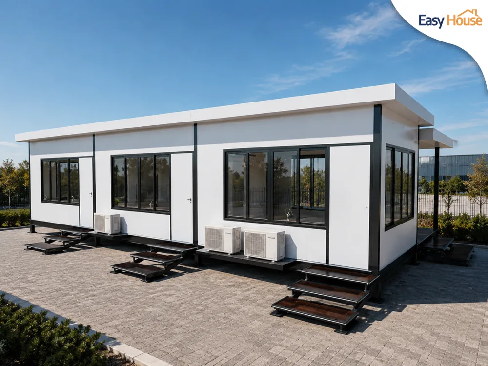 บ้านสำเร็จรูป Easy House บนฐานรองรับและพื้นที่เตรียมติดตั้งจริง