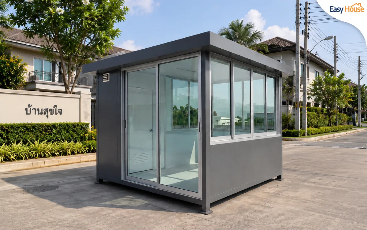 ป้อม รปภ. สำเร็จรูป มีห้องน้ำในตัว TEH-GB12 ขนาด 3x3 เมตร